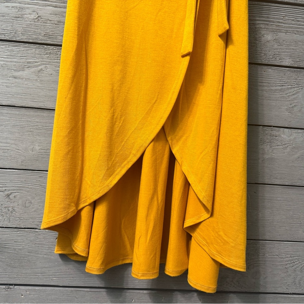 NWT A.N.D. EAWY Mustard Yellow Asymmetrical Wrap Dress Sz M Spring Summer Party - Picture 8 of 15